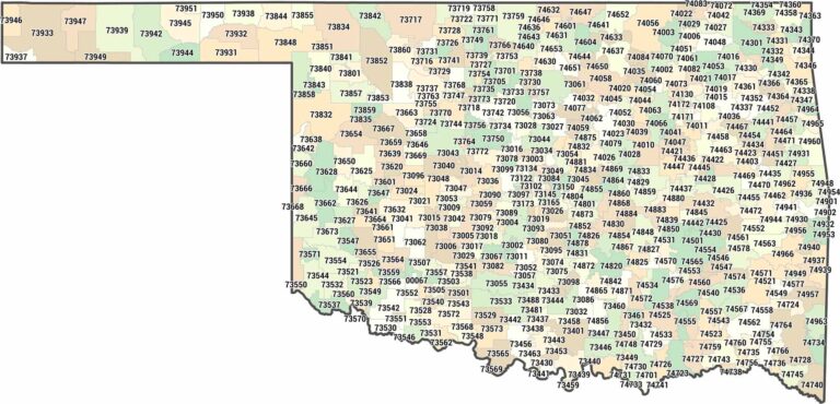 Oklahoma Zip Code Map