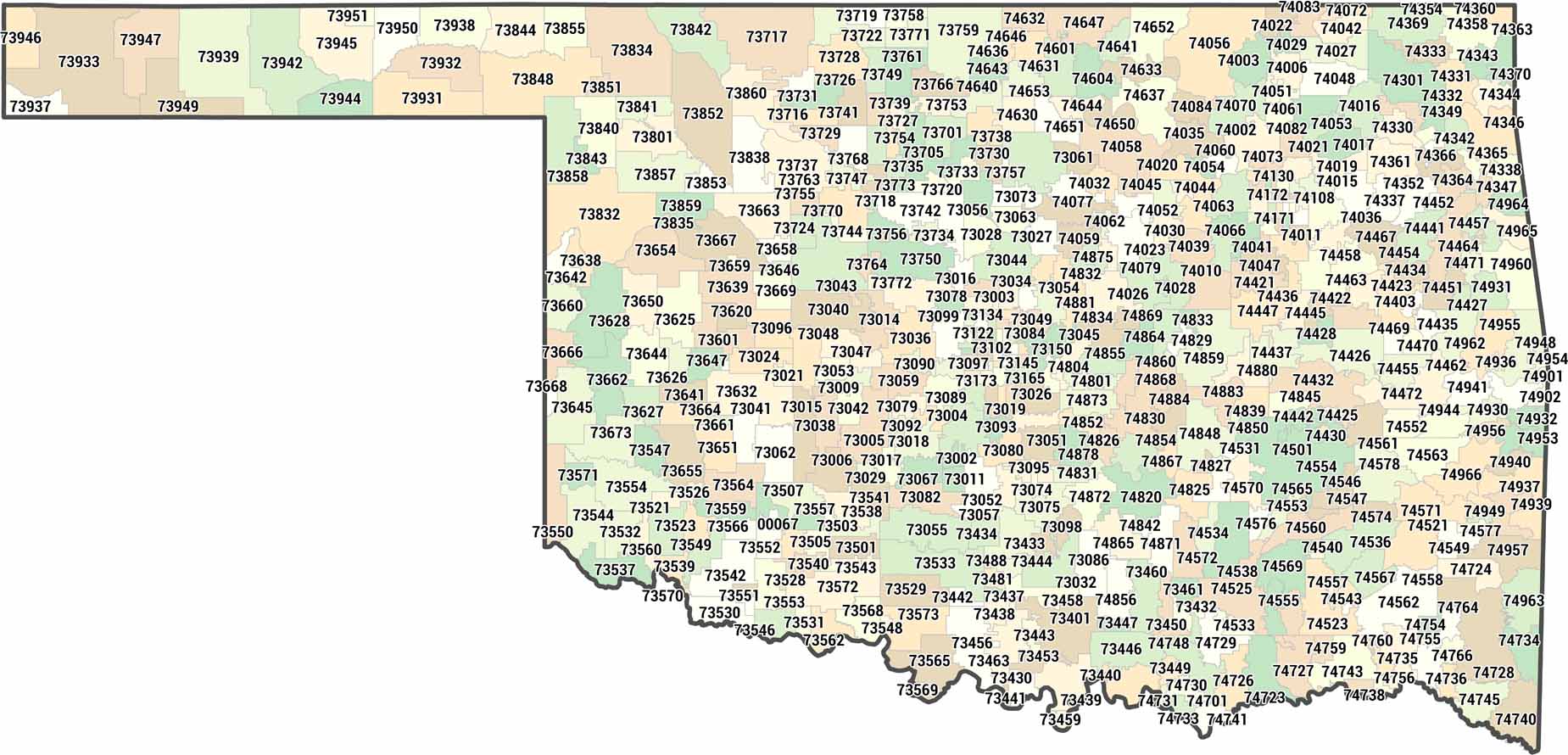 Oklahoma Zip Code Map