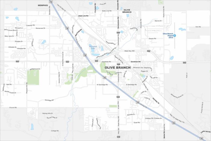 Olive Branch Map Mississippi