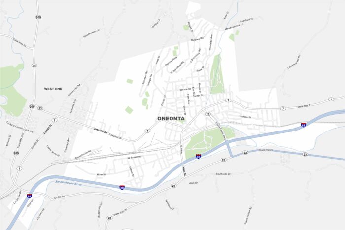 Oneonta Map New York