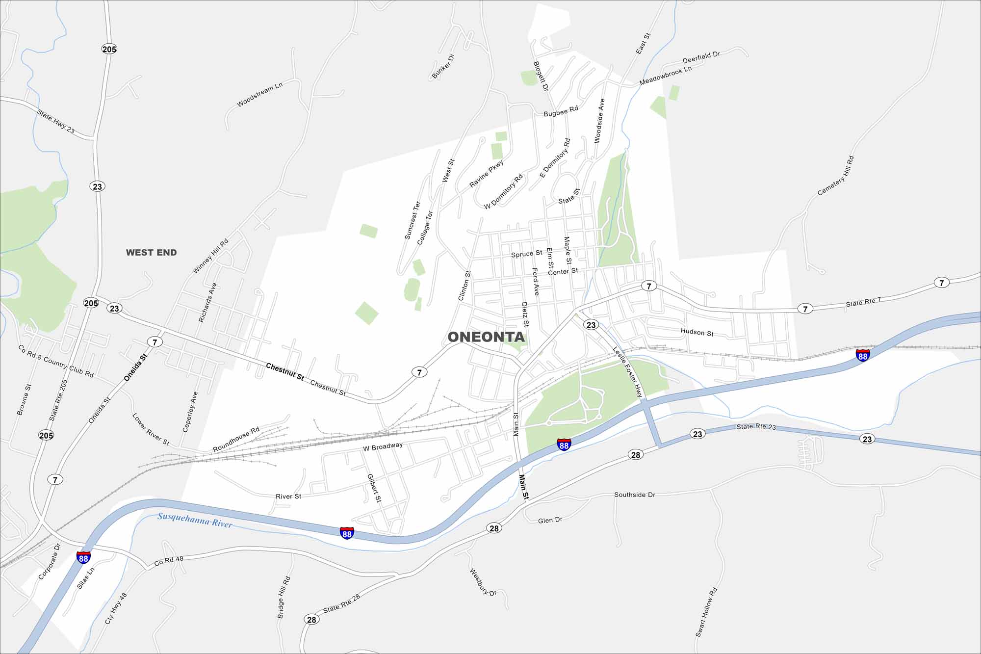 Oneonta Map New York