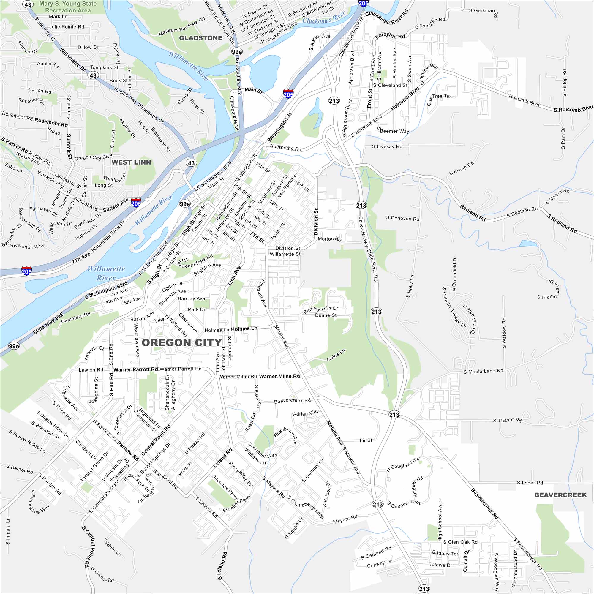 Oregon City Map Oregon