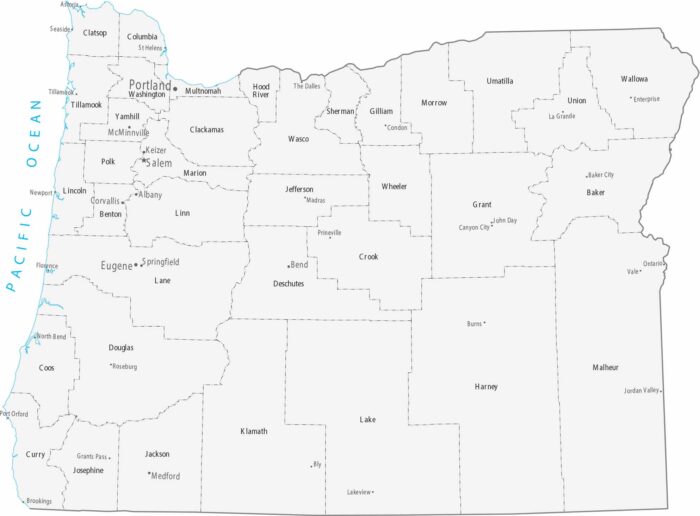 Oregon Counties Cities Map