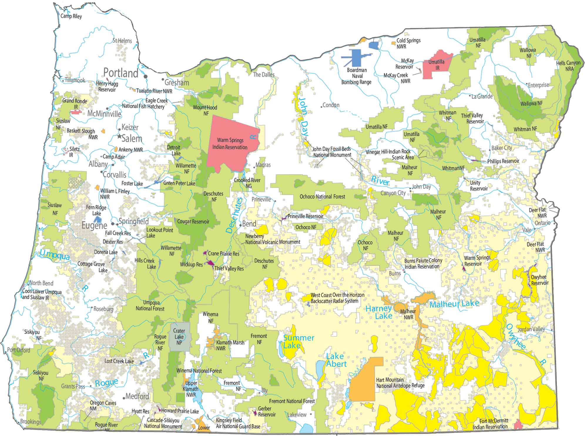 Oregon National Parks and Forests Map
