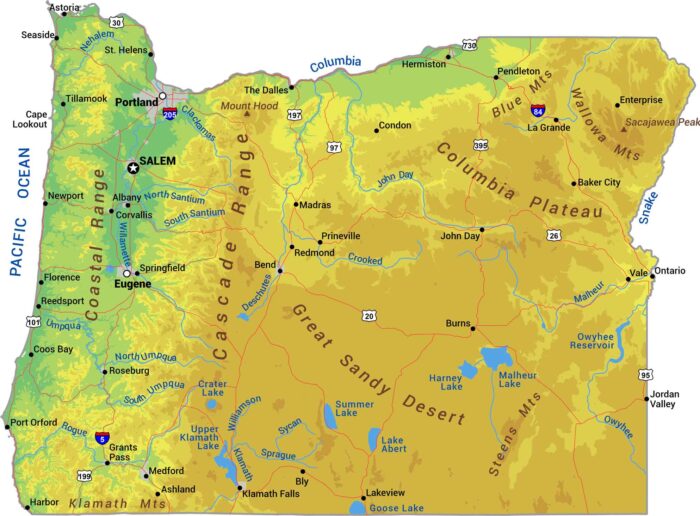 Oregon Physical Map