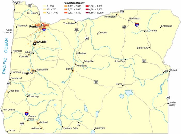 Oregon Population Density Map
