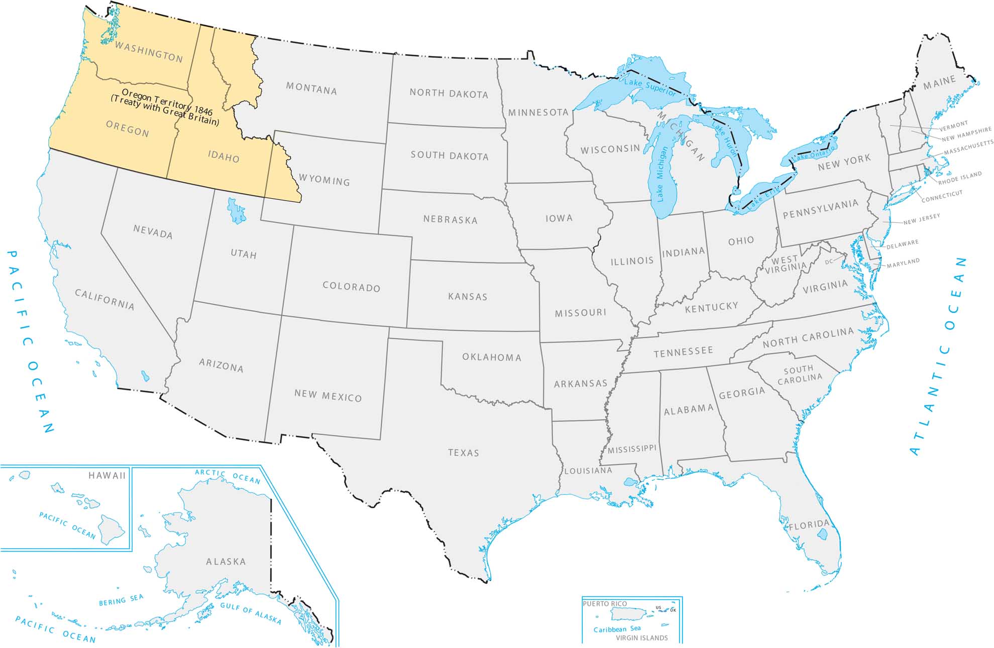 Oregon Territory 1846 Map