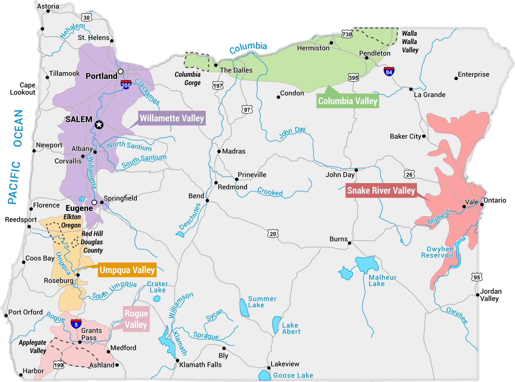 Oregon Wine Country Map