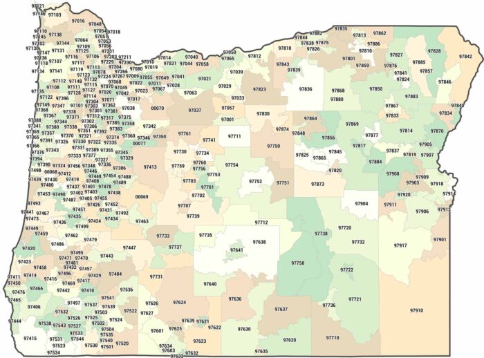 Oregon Zip Code Map