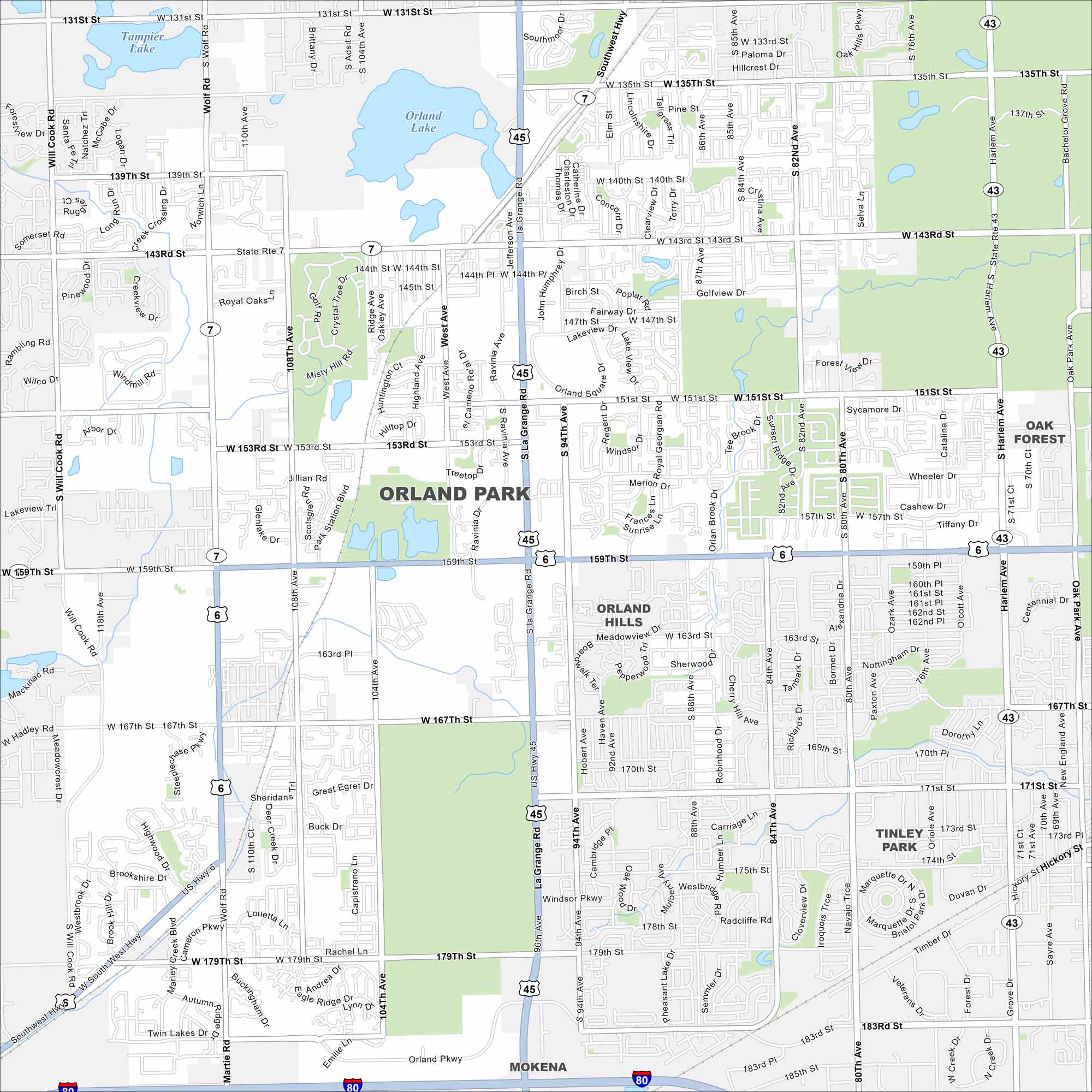 Orland Park Map Illinois