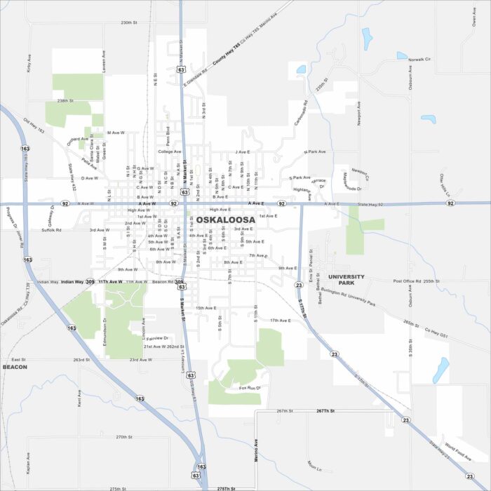 Oskaloosa Map Iowa