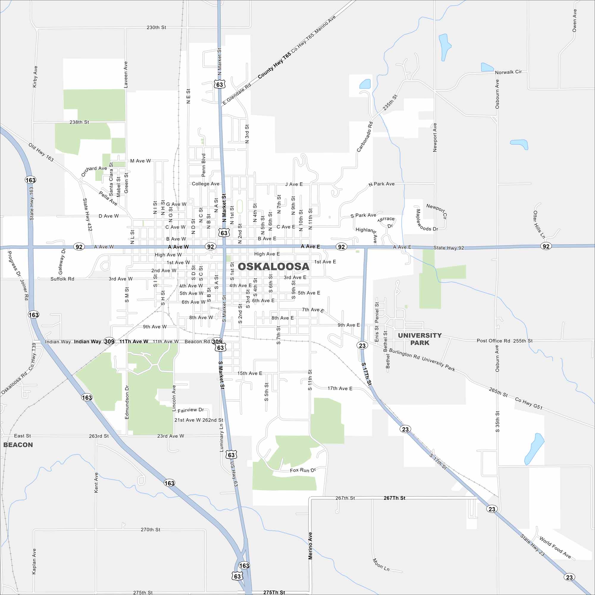 Oskaloosa Map Iowa