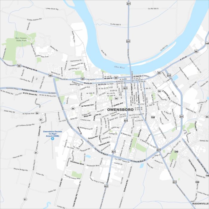 Owensboro Map Kentucky