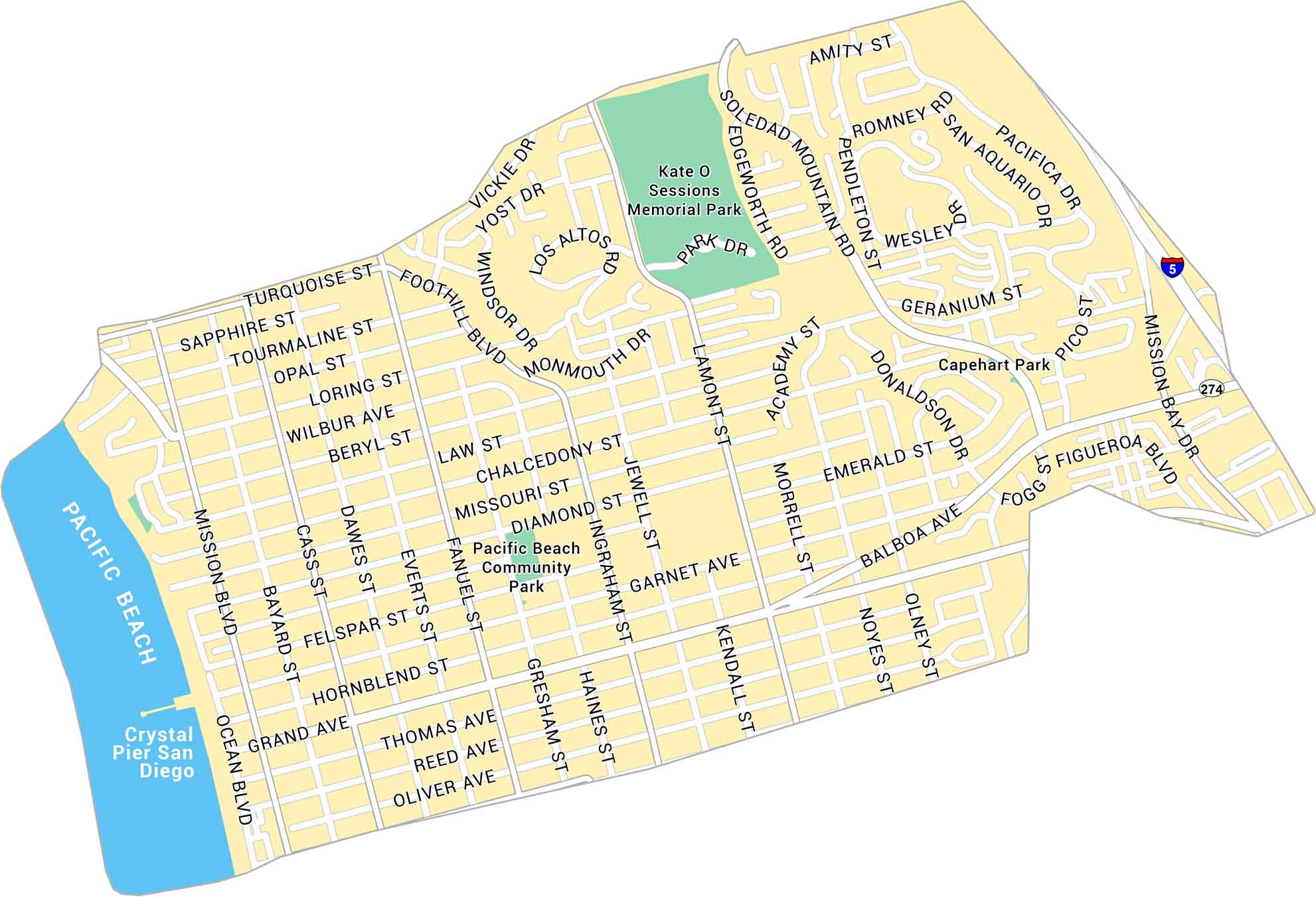 Pacific Beach Map San Diego