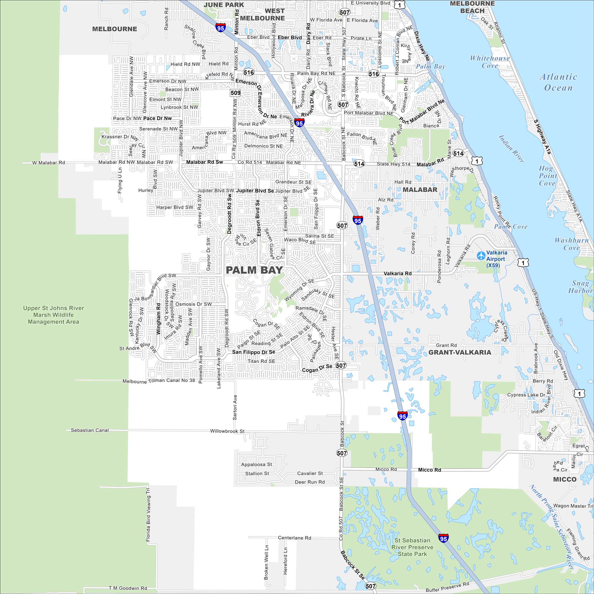 Palm Bay Map Florida