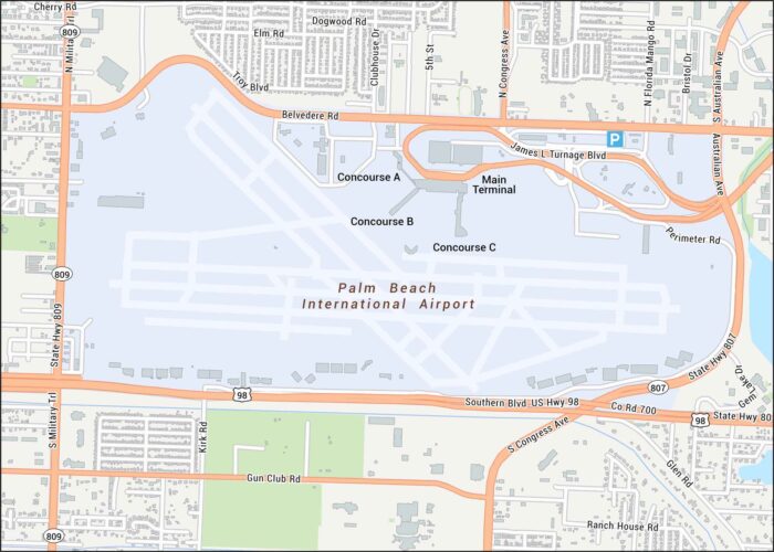 Palm Beach International Airport Map
