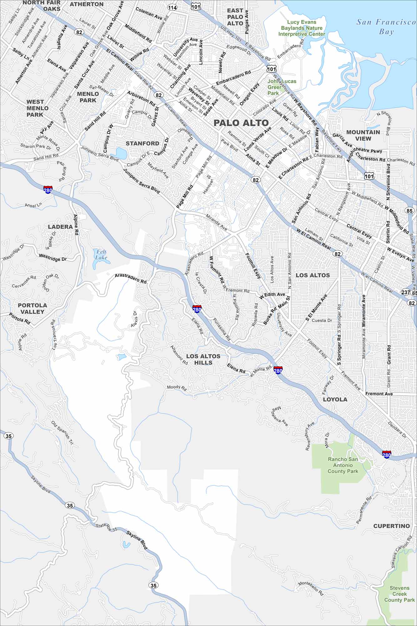 Palo Alto Map California