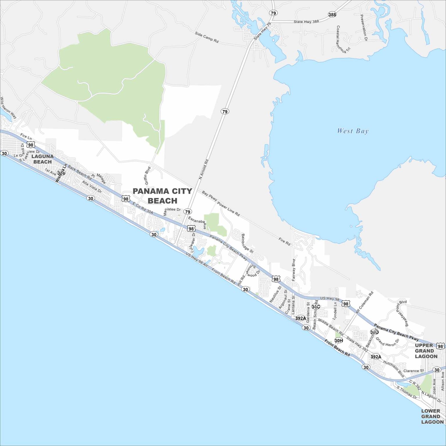 Map Of Panama City Beach Florida US Maps Panama City Beach Map Florida 1536x1536 
