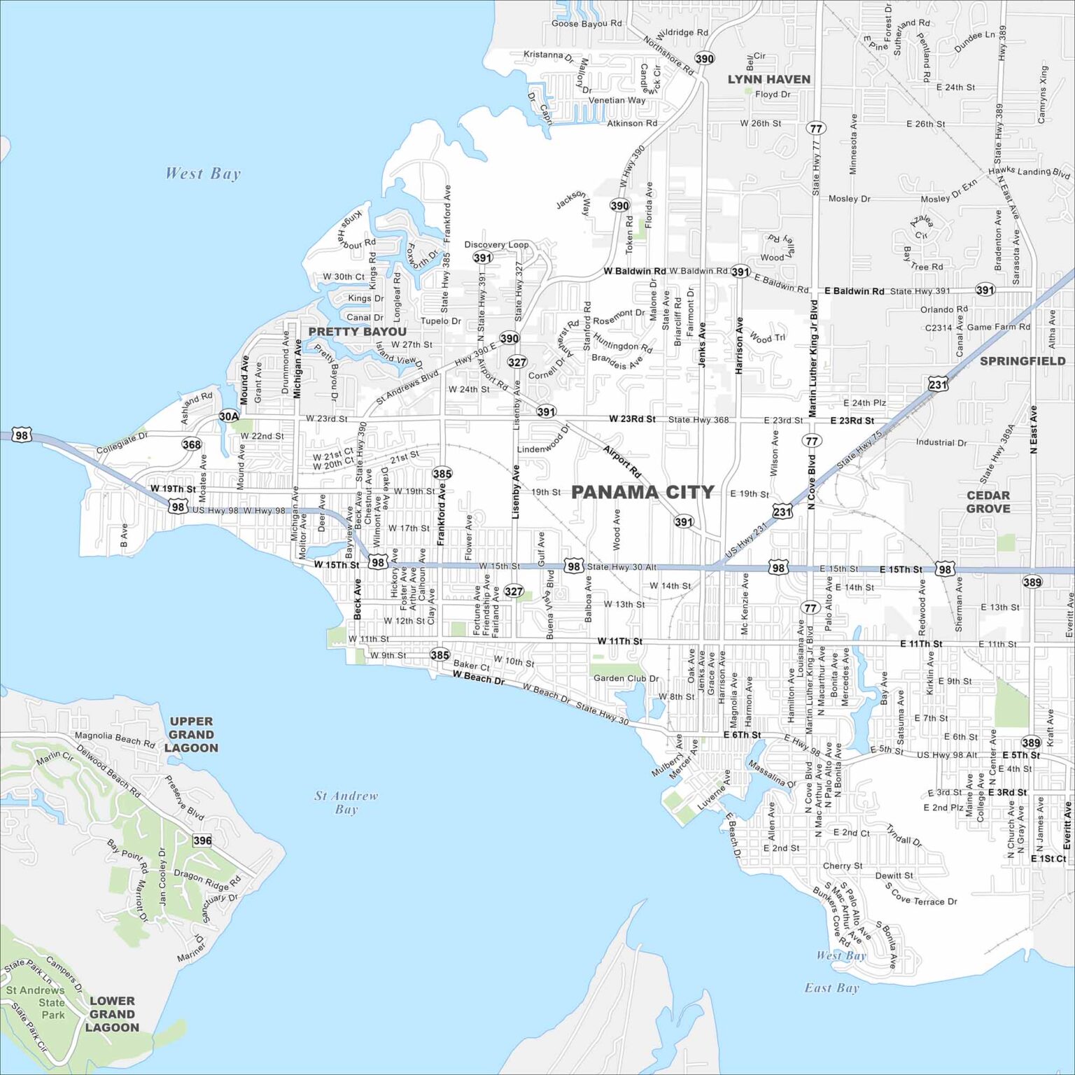 Map Of Panama City Florida US Maps Panama City Map Florida 1536x1536 