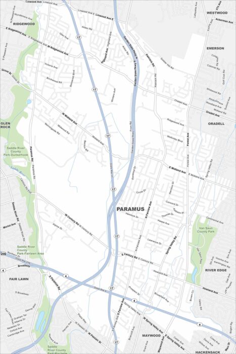 Paramus Borough Map New Jersey