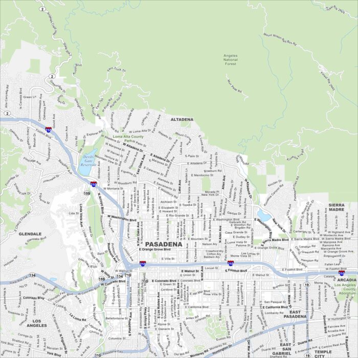 Pasadena Map California