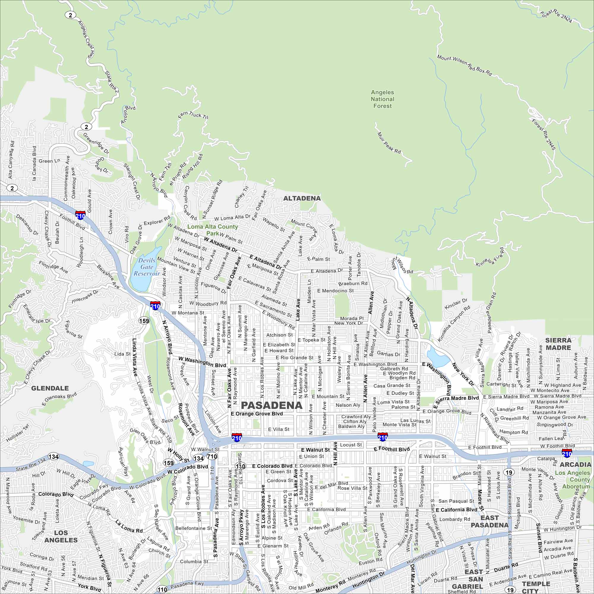 Pasadena Map California