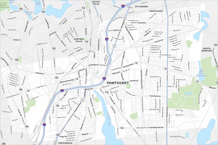 Pawtucket Map Rhode Island