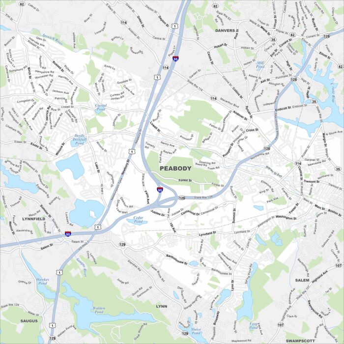 Peabody Map Massachusetts