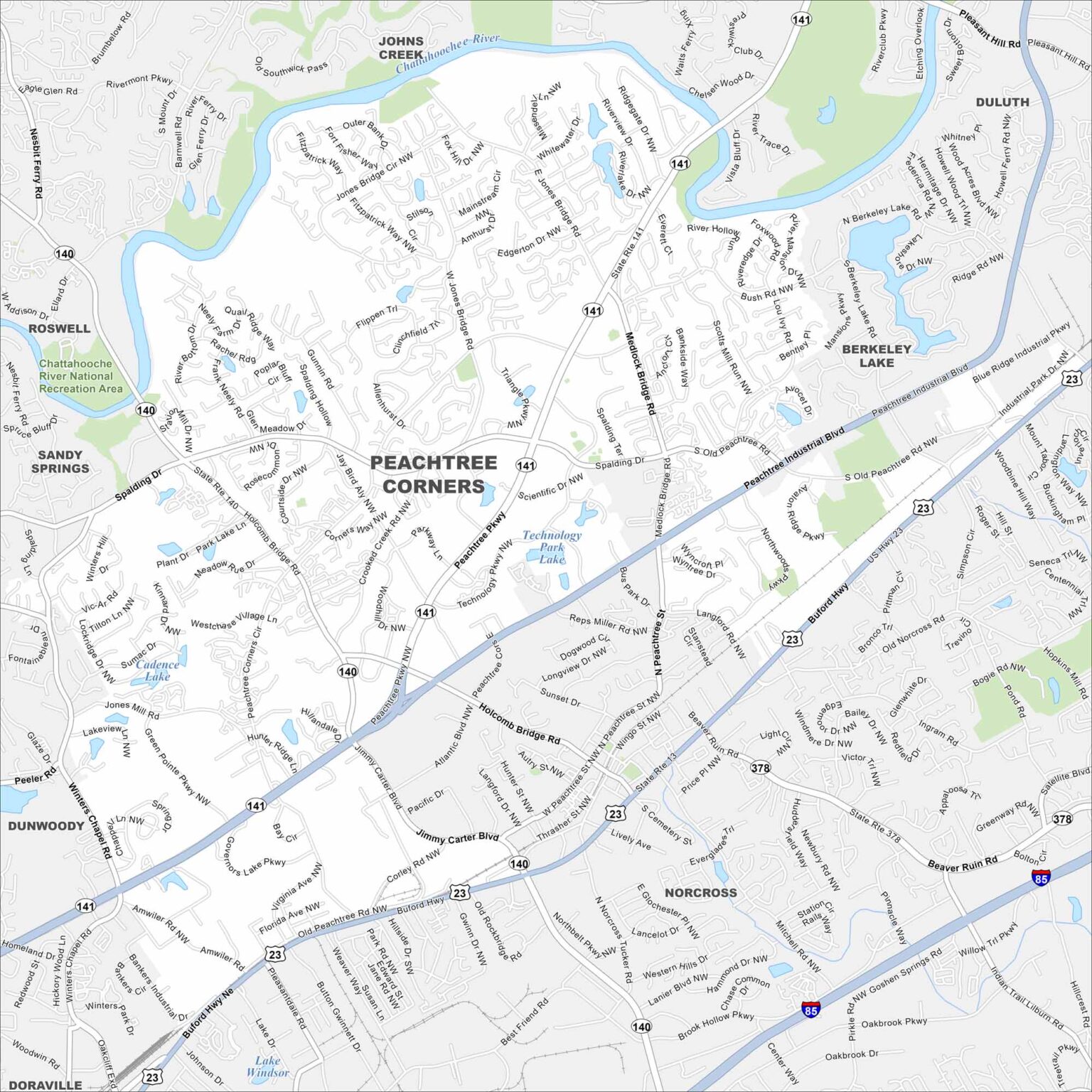 Map of Peachtree Corners, Georgia - US Maps