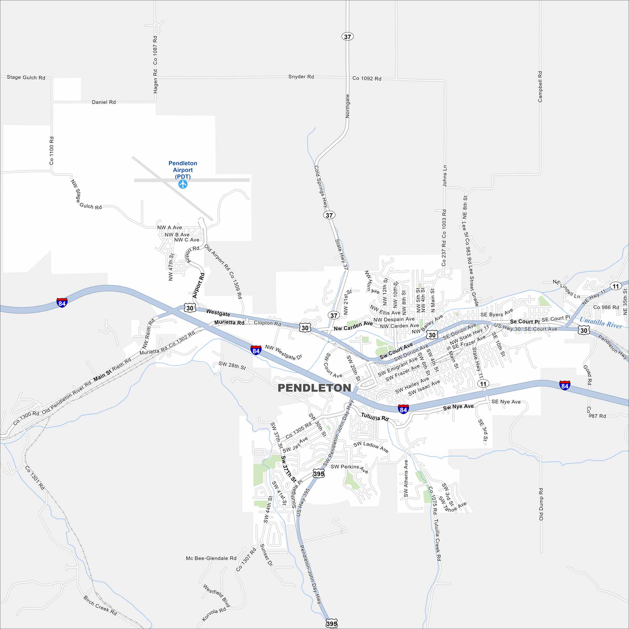 Pendleton Map Oregon