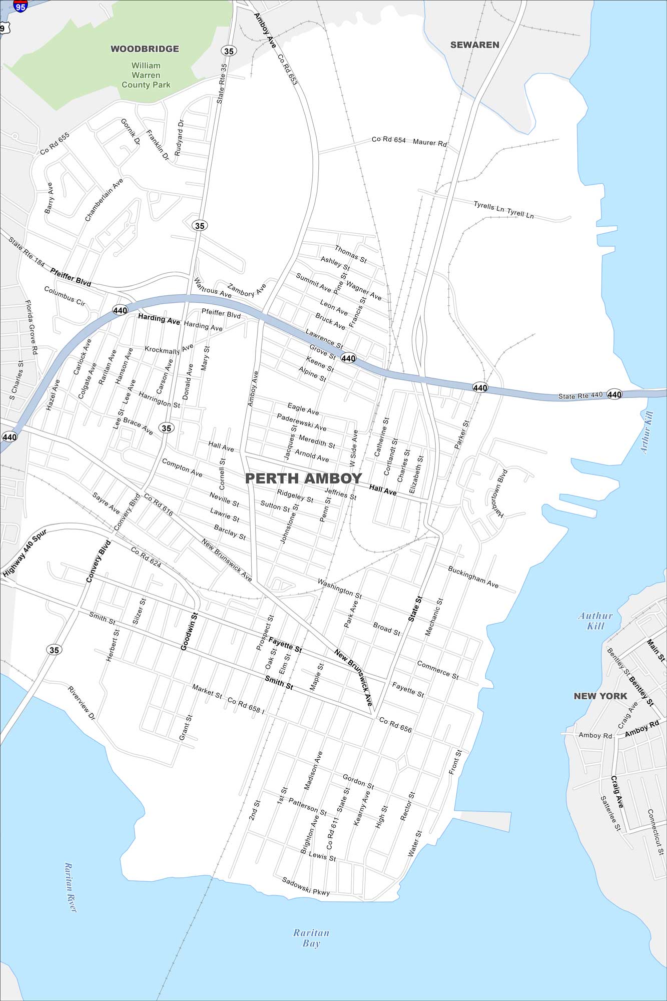 Perth Amboy Map New Jersey