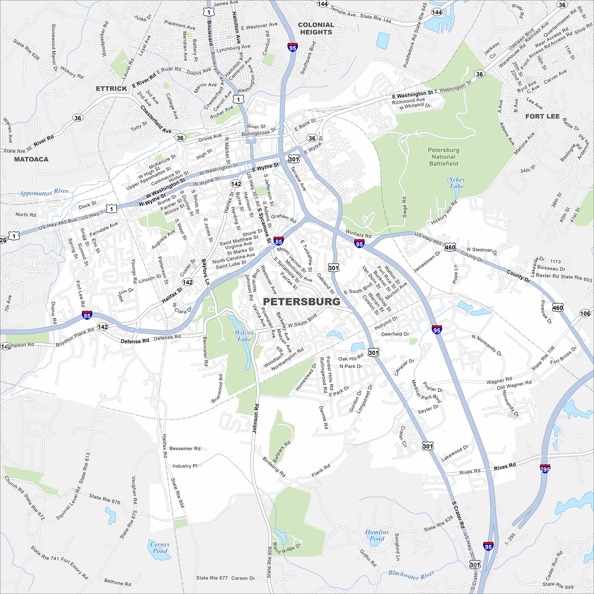 Petersburg Map Virginia