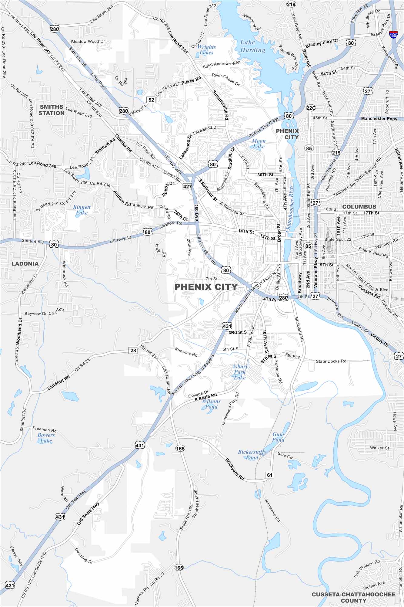 Phenix City Map Alabama