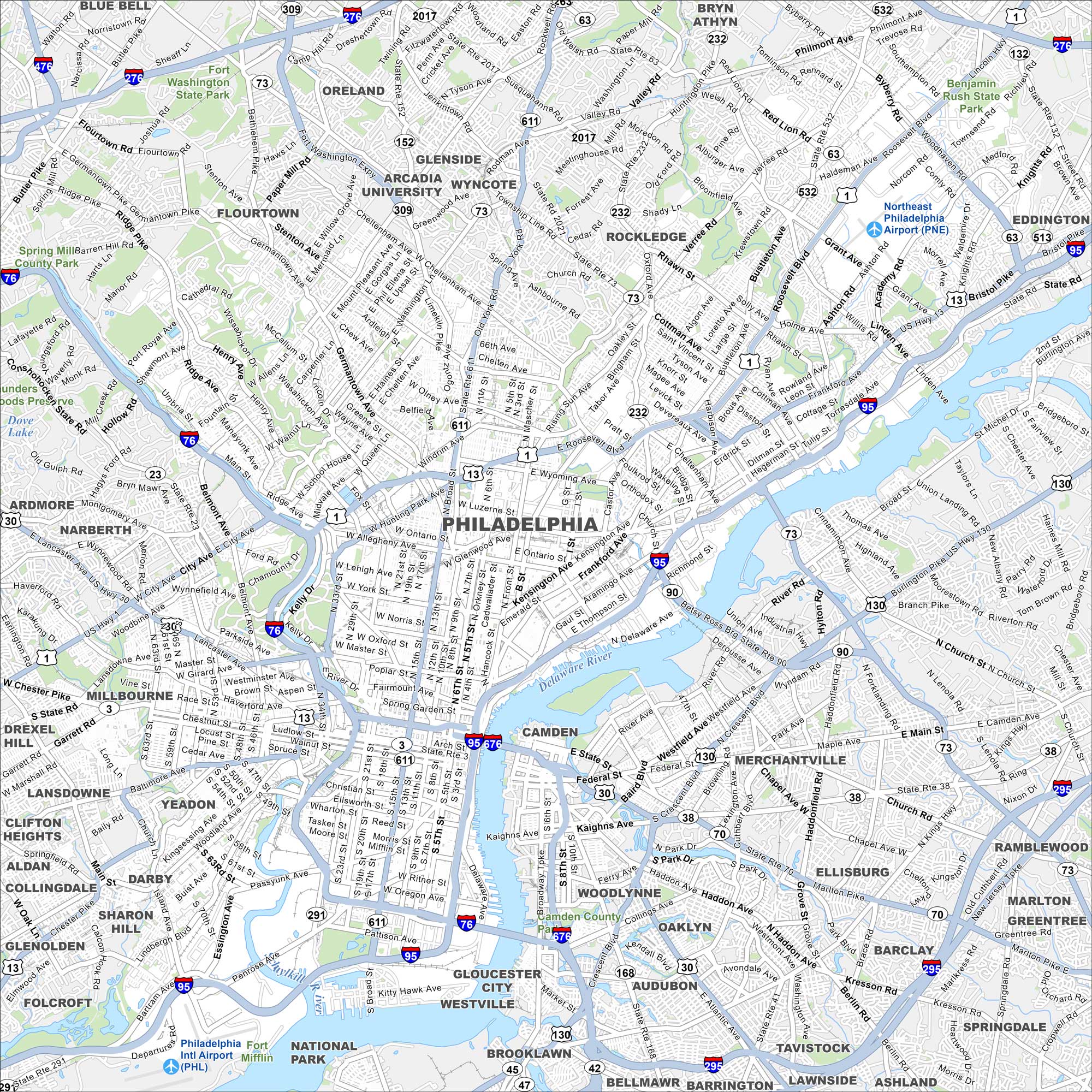 Philadelphia Map Pennsylvania
