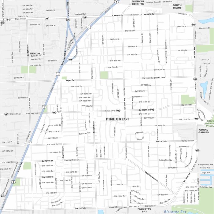 Pinecrest Map Florida