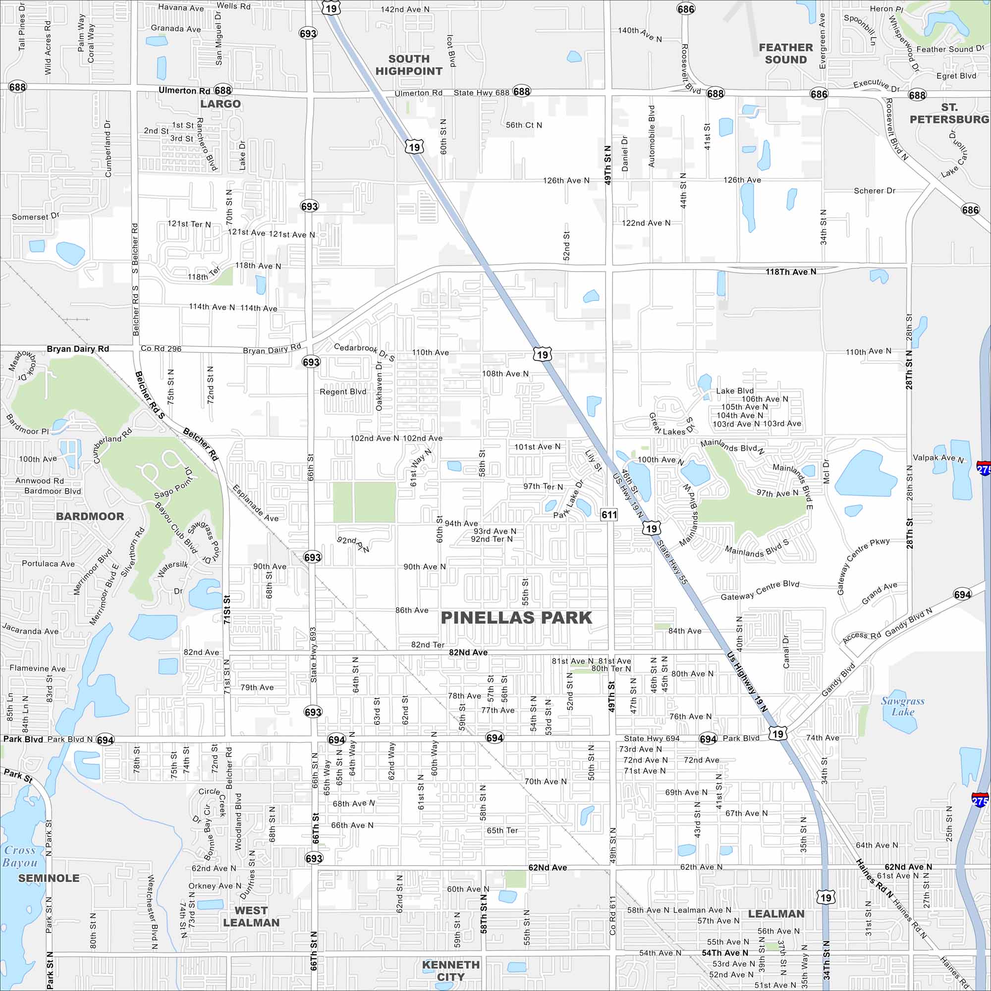 Pinellas Park Map Florida