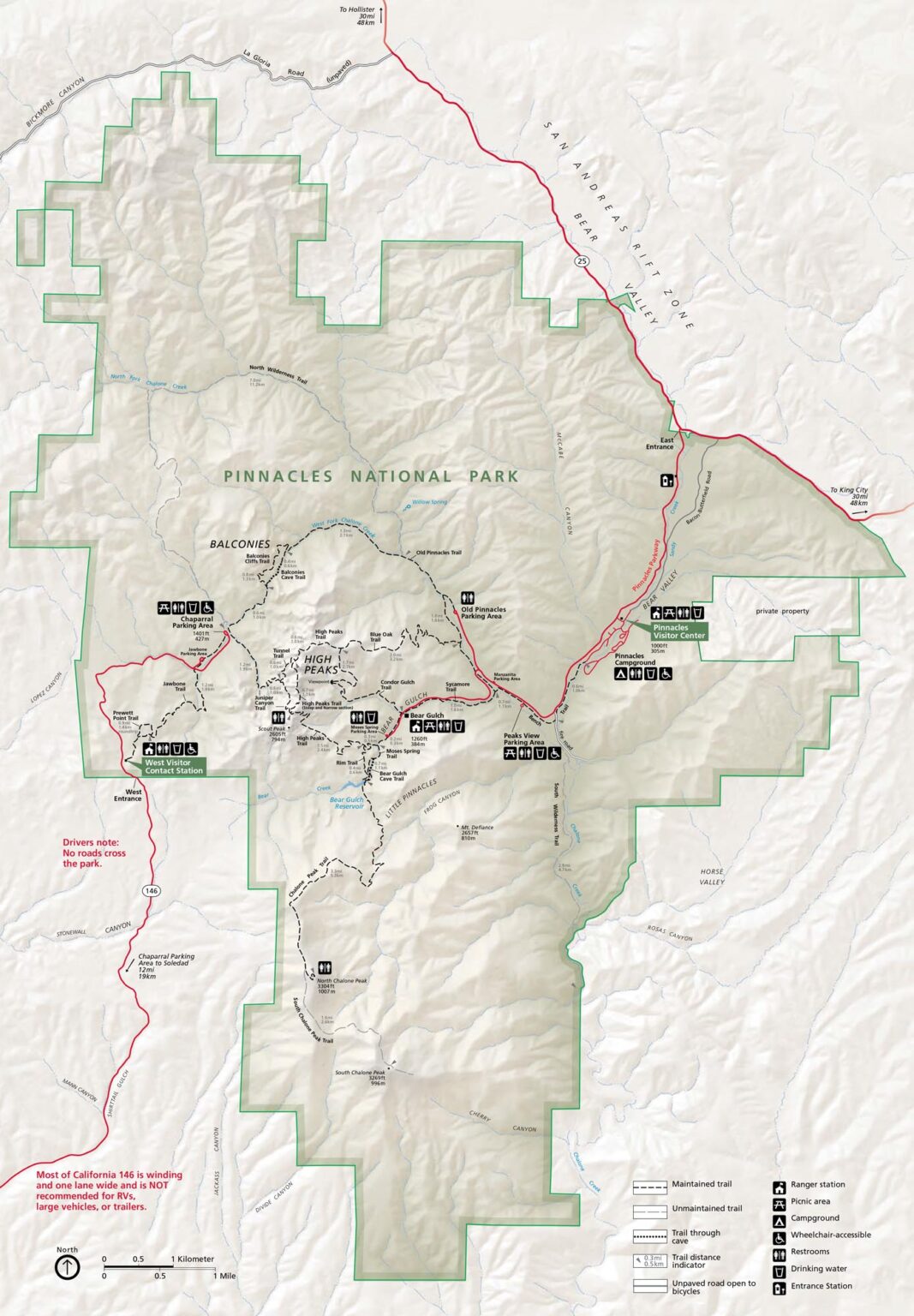 Pinnacles National Park Map - US Maps