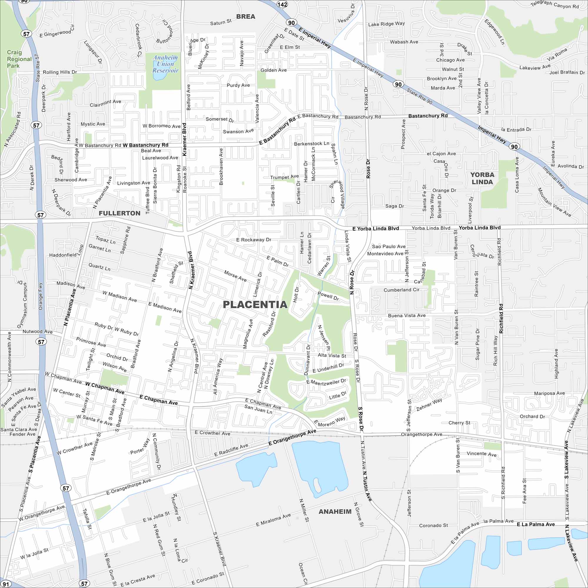 Placentia Map California