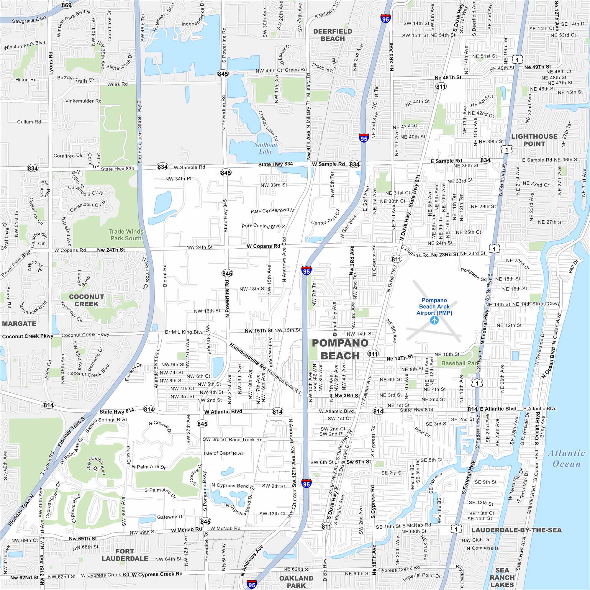 Pompano Beach Map Florida