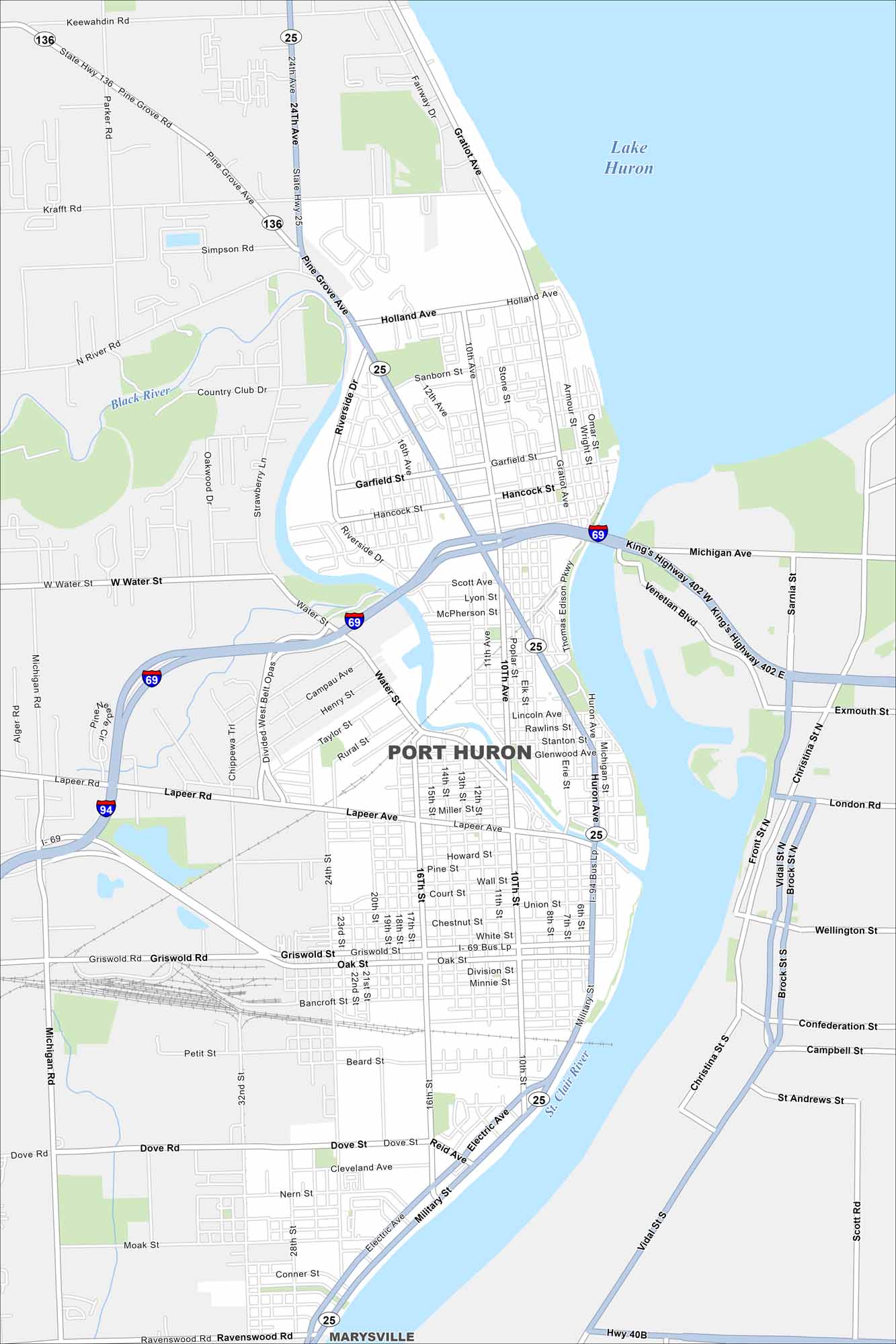 Port Huron Map Michigan