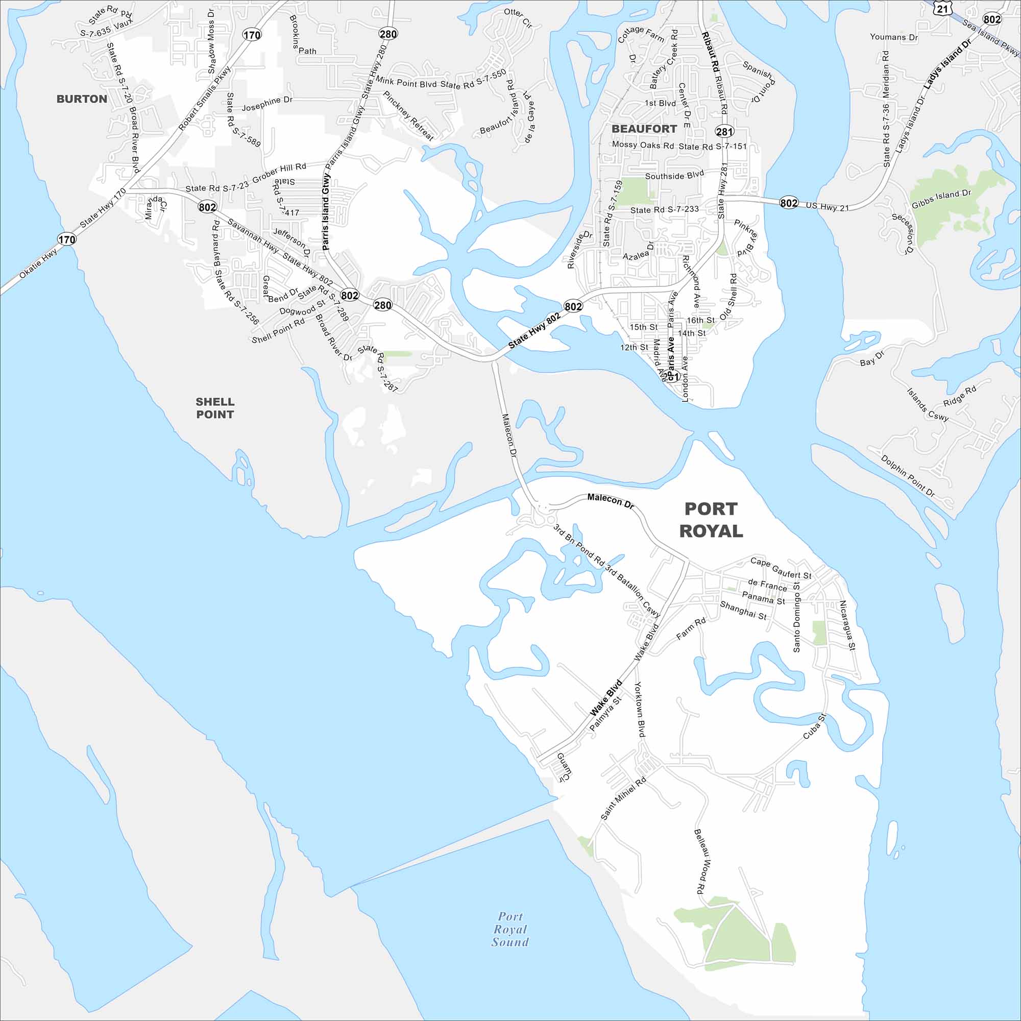 Port Royal Map South Carolina