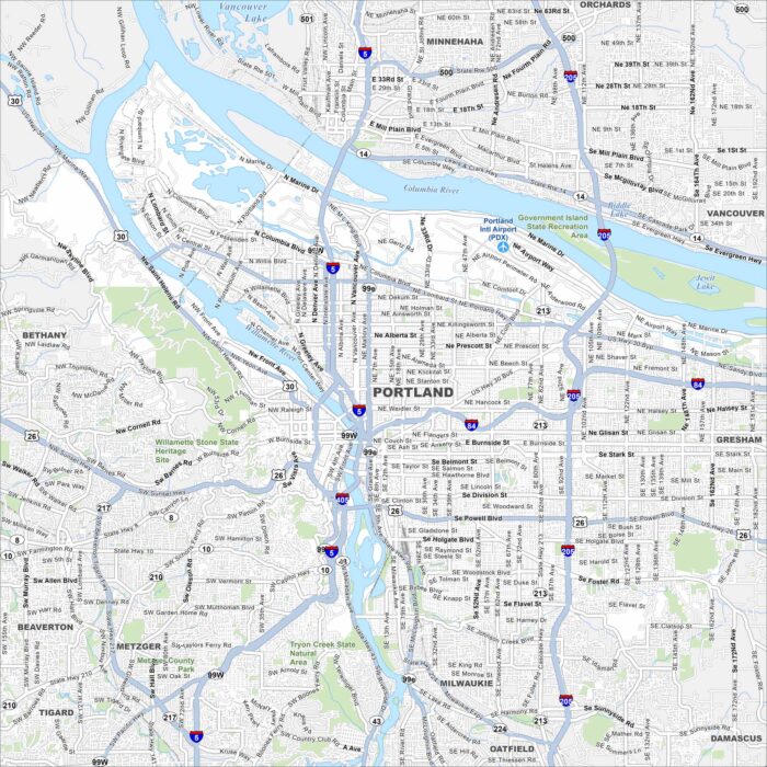 Portland Map Oregon
