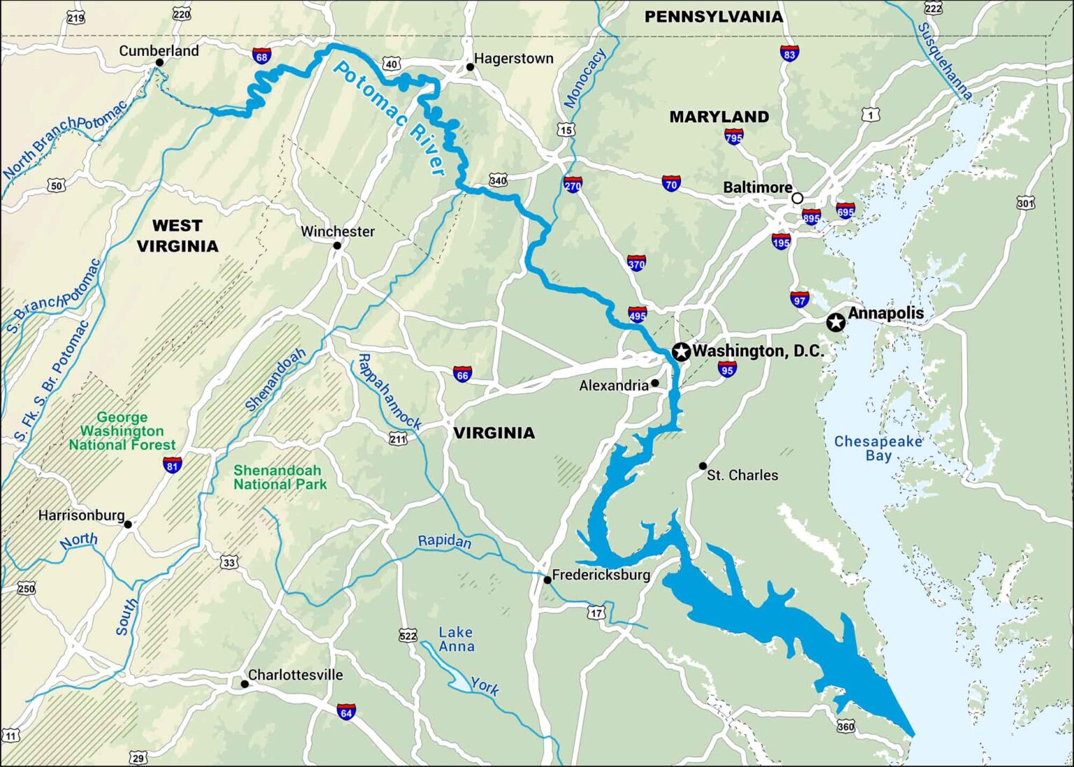 Potomac River Map - US Maps