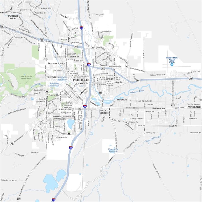 Pueblo Map Colorado