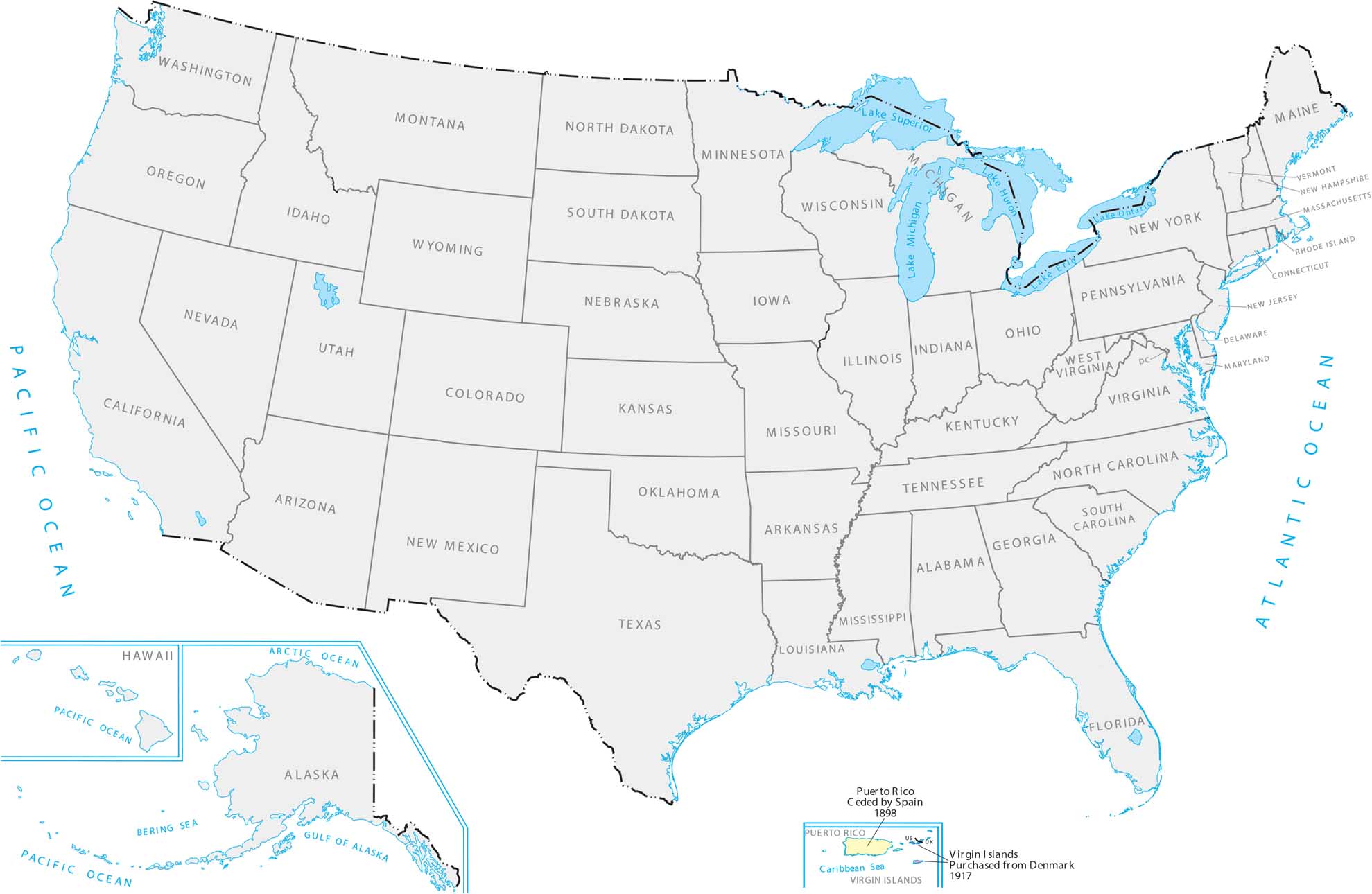 Puerto Rico and Virgin Islands Territory Acquisition Map