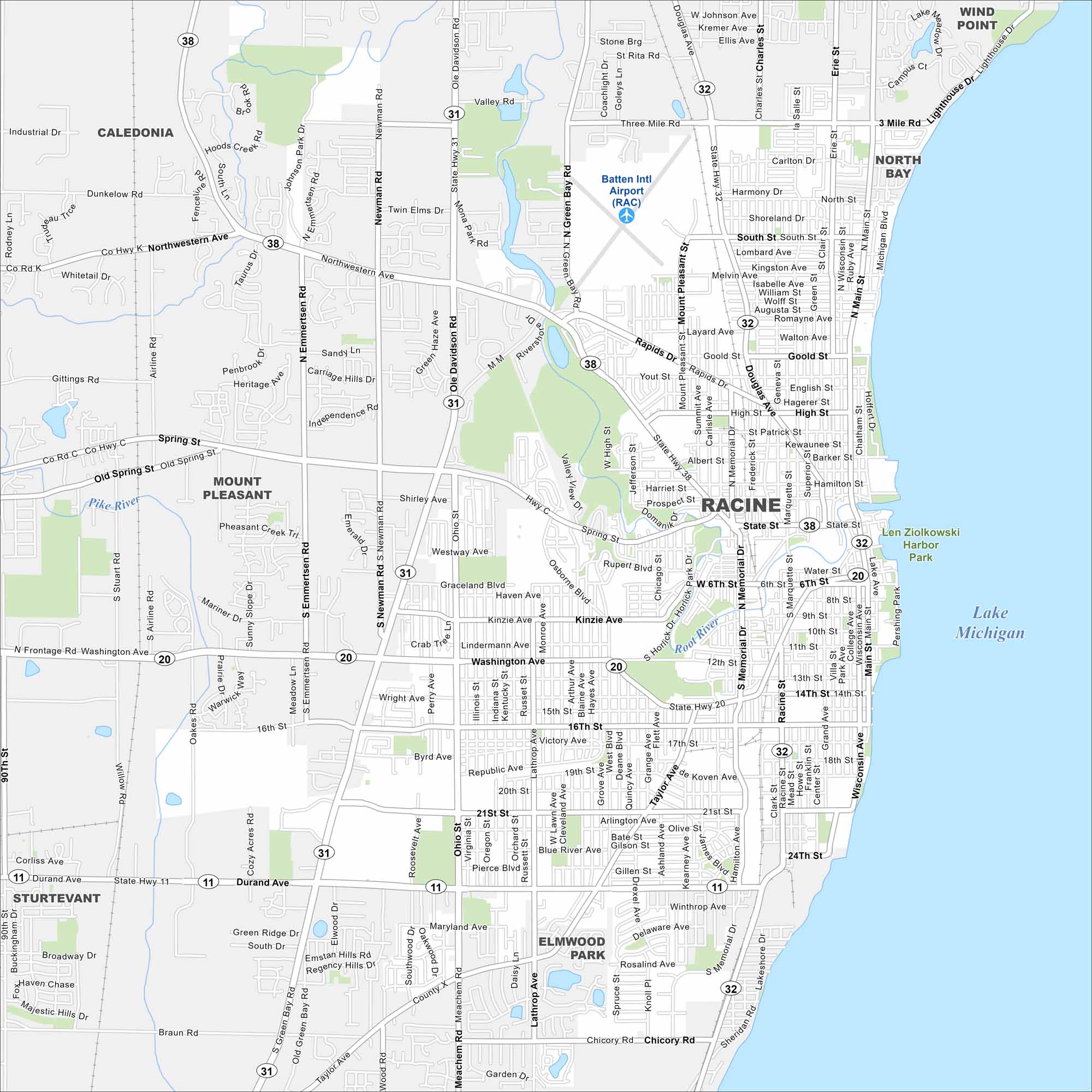 Racine Map Wisconsin