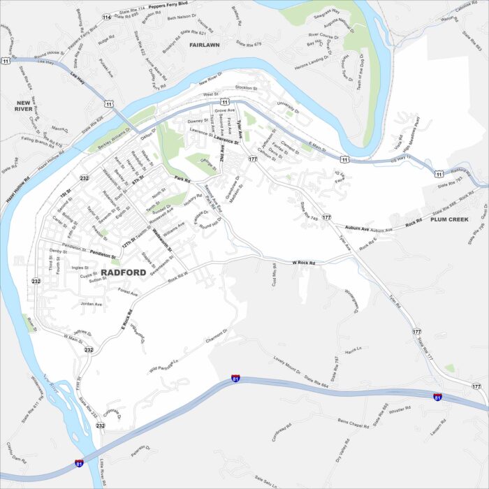 Radford Map Virginia