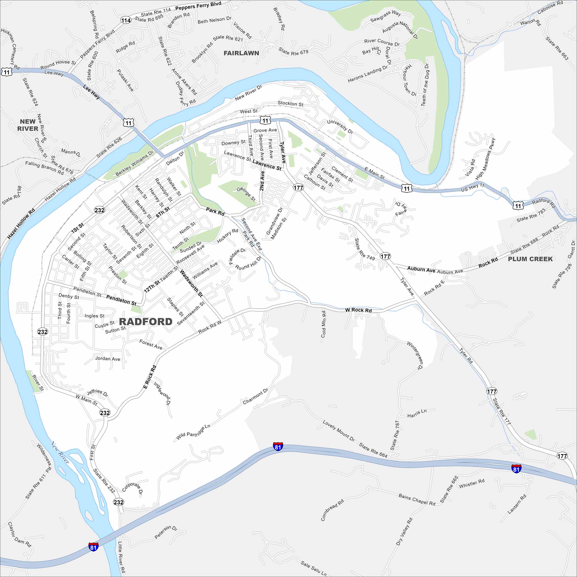 Radford Map Virginia