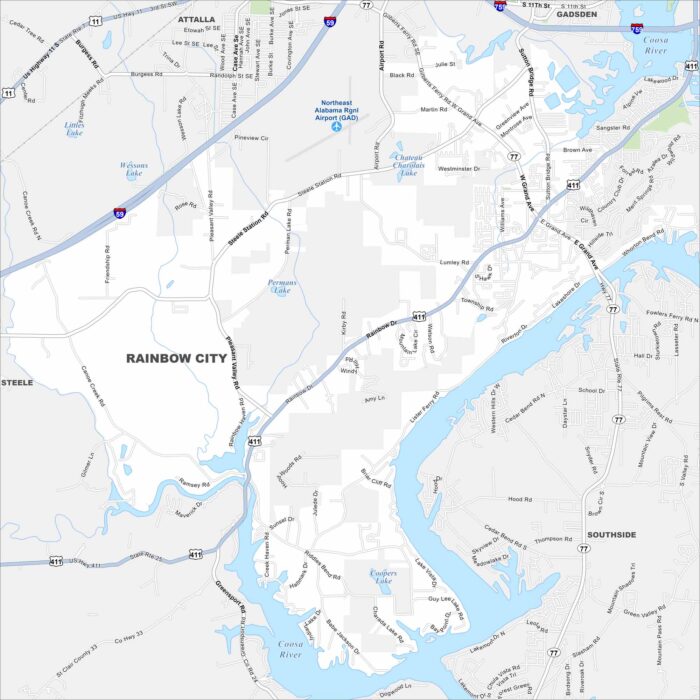 Rainbow City Map Alabama