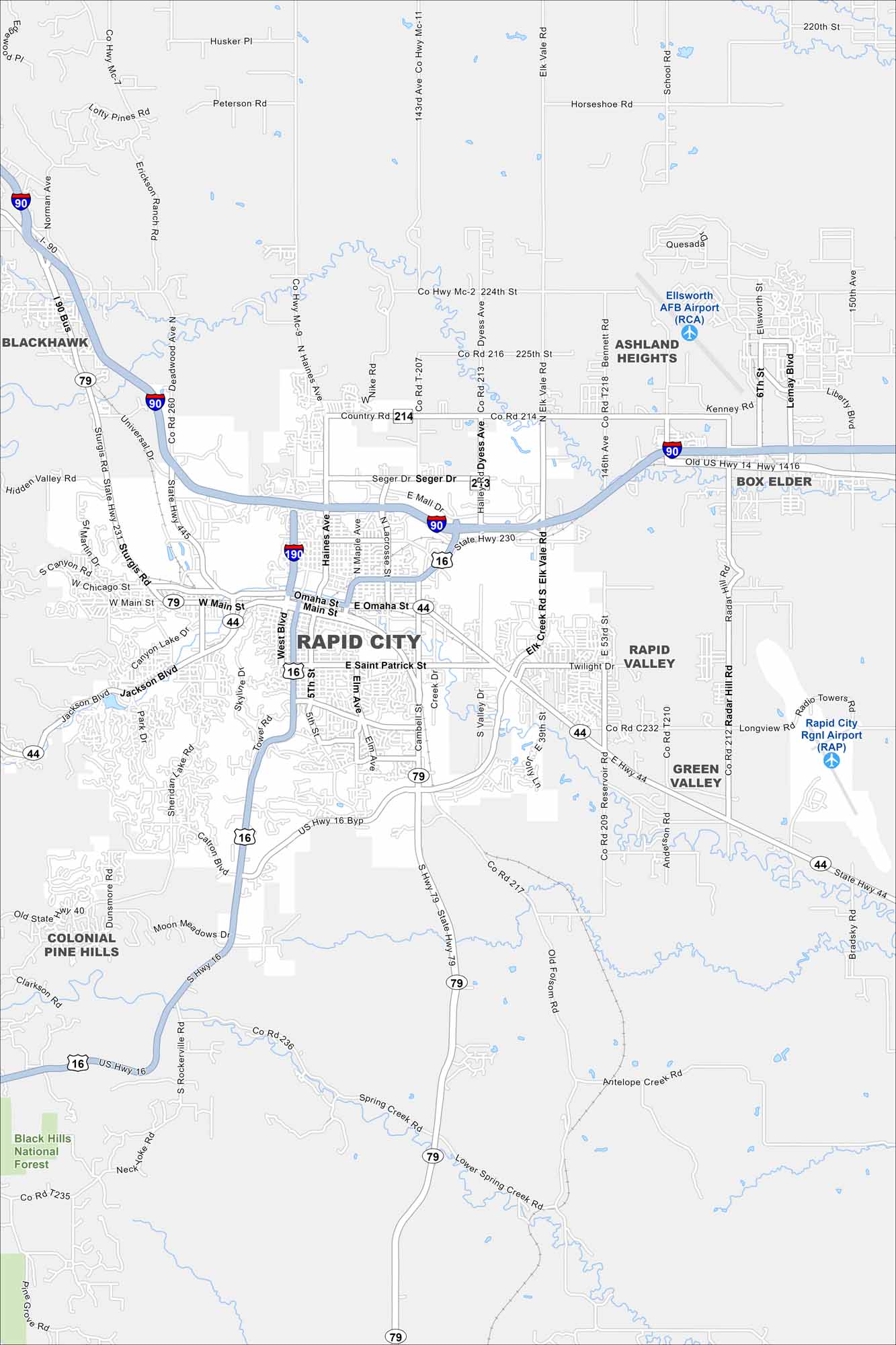 Rapid City Map South Dakota